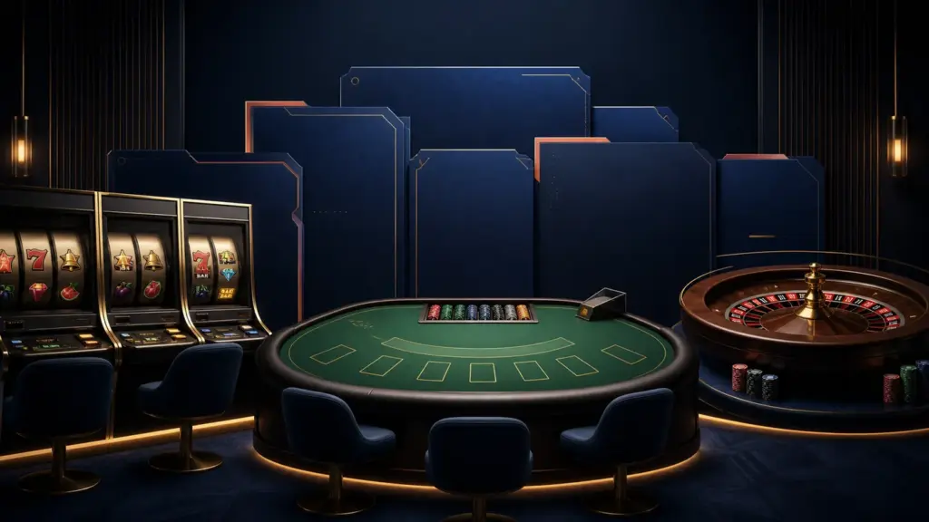 Adegan editorial kategori slot dan permainan meja digital
